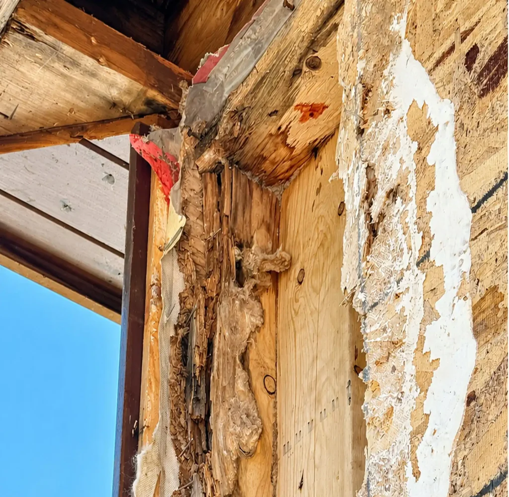 Hidden water damage and rotted wood discovered during a home inspection in Ottawa
